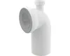A white plumbing pipe fitting with a 90-degree bend and two connection points, isolated on a white background. Produktbild-Vorschau