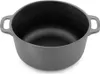 A black cast iron pot with two handles is shown from a slightly elevated front-facing angle against a white background. Produktbild-Vorschau