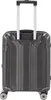 A black travel suitcase with a silver telescopic handle and wheels, shown from the back. Produktbild-Vorschau