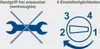 Two distinct graphical elements are shown. The left side depicts a wrench crossed out with two blue lines, indicating no tools are needed for adjustment. The right side shows a circular dial with numbers 1, 2, 3, and 4, representing adjustment settings, wi Podgląd zdjęcia produktu