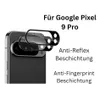 A close-up of a smartphone camera lens protector with text describing its features. Produktbild-Vorschau