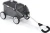 A gray fabric wagon with white wheels and a white handle with black grips, shown on a white background. Produktbild-Vorschau