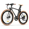 A black electric bicycle with tan accents is shown against a white background. Produktbild-Vorschau