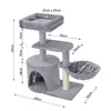 A diagram of a cat tree with dimensions indicated by lines and text. Náhled obrázku produktu