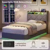 Rama łóżka Moonbite RGB LED 90 x 200 cm, szara tkanina Podgląd zdjęcia produktu 4