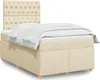 vidaXL Boxspringbett mit Matratze Creme 120x200 cm Stoff Produktbild-Vorschau 2