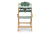 A green and wooden high chair is shown against a white background. Náhľad obrázku produktu