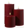 LED Stumpenkerze MIA - Echtwachs - realistische 3D Flamme - H: 15cm - D: 10cm - bordeauxrot Produktbild-Vorschau