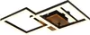 A modern ceiling light with geometric shapes and wood accents, isolated on a white background. Produktbild-Vorschau