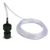 A black filter head with a clear tube attached, coiled on a white background. Produktbild-Vorschau