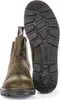 A pair of brown leather boots, one standing upright and the other showing its sole. Anteprima dell’immagine prodotto