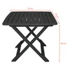 A dark gray folding table with dimensions indicated by text overlays. Anteprima dell’immagine prodotto