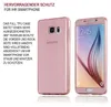 A pink Samsung smartphone case shown from the back and front, with descriptive text in German. Produktbild-Vorschau