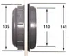 A side view of a plumbing fitting with measurement indicators. Náhled obrázku produktu