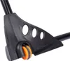 A close-up view of the black plastic base and orange wheel of a drying rack. Produktbild-Vorschau