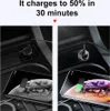 A split image showing a car's interior with a phone charging. Produktbild-Vorschau
