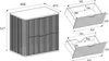 Technical drawings of a bathroom cabinet with dimensions and drawer details. Produktbild-Vorschau