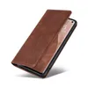 A brown leather flip case for a smartphone is shown on a white background. Produktbild-Vorschau