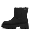 A black Tamaris women's boot with a thick sole and faux fur lining, shown from the side against a white background. Produktbild-Vorschau