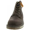 A close-up, front-facing view of a brown leather boot. Voir les images du produit