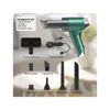 A collage displaying a handheld vacuum cleaner and its various attachments, along with a charging cable. Anteprima dell’immagine prodotto