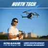 A man is flying a drone outdoors, with the brand logo and product information displayed. Produktbild-Vorschau