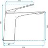 A technical drawing of a faucet with dimensions indicated. Anteprima dell’immagine prodotto