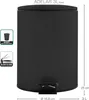 A black pedal bin with dimensions and feature callouts. Produktbild-Vorschau
