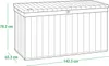 A line drawing of a storage box with dimensions indicated. Produktbild-Vorschau