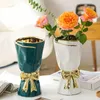 Wazon złota kokarda zielony ceramiczny rękodzieło dekoracja Podgląd zdjęcia produktu 4
