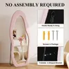 LunaMirror Cleo staande spiegel 160 x 60 cm, organische wolkvorm, gestoffeerd fluwelen frame, roze – afbeelding 2 Productafbeelding-voorbeeld