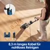 A woman is using a Tineco floor cleaner on a wooden floor. Text overlays highlight product features. Náhled obrázku produktu