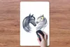 MuchoWow® Mauspad Mousepad Pferde - Aquarell - Grau - Produktbild-Vorschau 3