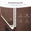 A close-up of a LED mirror with marketing text and icons. Anteprima dell’immagine prodotto