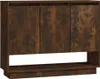A dark brown wooden sideboard with three doors and an open shelf at the bottom, shown against a white background. Náhled obrázku produktu