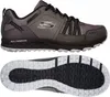 A pair of Skechers all-terrain walking shoes shown from the side and from the sole. Voir les images du produit