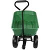 A green garden cart with black wheels and handle, shown from the front on a white background. Produktbild-Vorschau