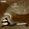 A rowing machine with marketing text and graphics highlighting its features. Produktbild-Vorschau