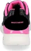 The back view of a black and pink Skechers sneaker. Produktbild-Vorschau
