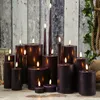 LED Stumpenkerze MIA - Echtwachs - realistische 3D Flamme - H: 20cm - D: 10cm - dunkellila Produktbild-Vorschau