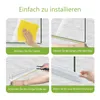 A collage of four images showing steps to install a shower door seal. Produktbild-Vorschau