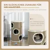 PawHut Kratztonne, Katzenkratzbaum mit 3 Höhlen, Spieltonne Produktbild-Vorschau 4