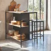 sweeek - Stehtisch mit Holzdekor und Metall mit 2 Regalen + Produktbild-Vorschau 9