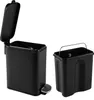 A black pedal trash can with its lid open, and a separate black inner bin with a handle, displayed against a white background. Produktbild-Vorschau