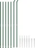 A set of green metal poles and white plastic ground sleeves, arranged on a white background. Náhľad obrázku produktu