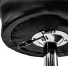 Close-up view of the underside of a black bar stool seat, showing the mechanism for adjusting the height. Podgląd zdjęcia produktu