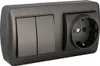 Fester Sockel 2p+t, 16a 250v + Doppel-Schalter / Schalter Produktbild-Vorschau 1