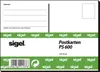 A white postcard with green branding and text. Produktbild-Vorschau
