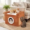 COSTWAY kattenhuis, inklapbaar, met sisal krabmat, zacht Productafbeelding-voorbeeld 2