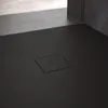 A close-up view of a black shower tray with a square drain cover. Náhľad obrázku produktu